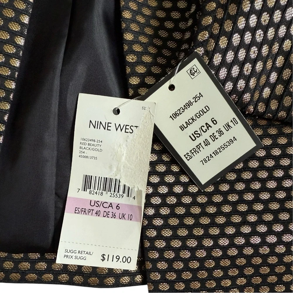 NWT Nine West Metallic Dot Blazer Jacket Size 6 - Picture 5 of 6